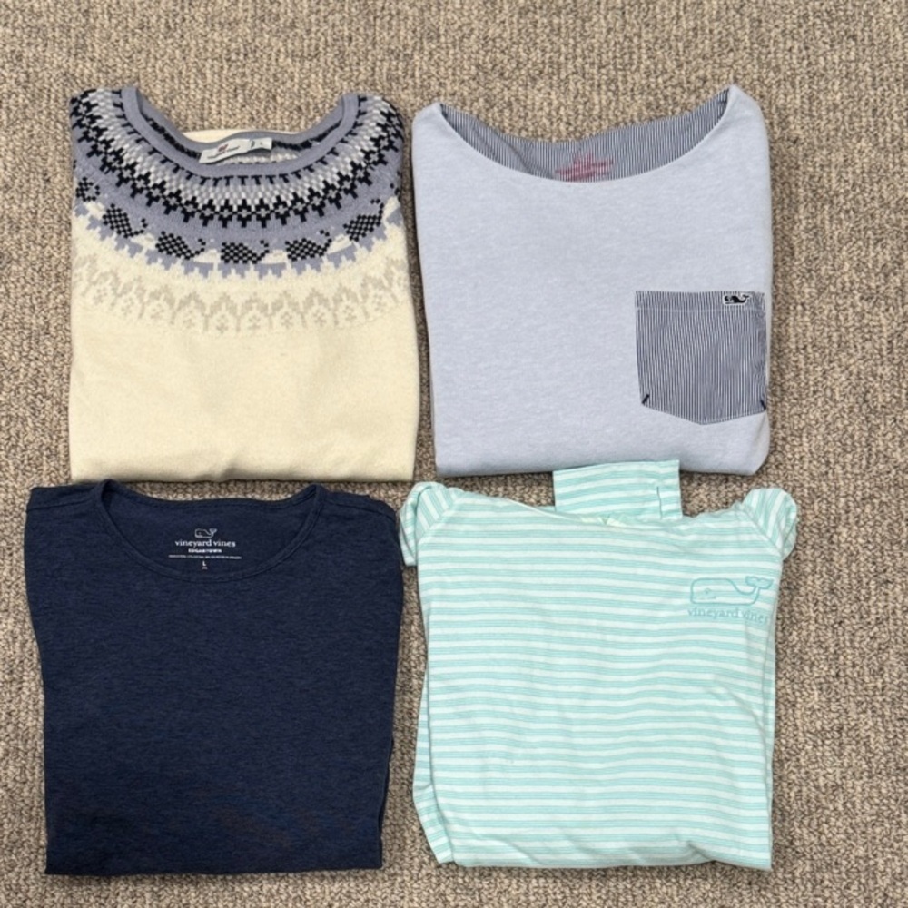 Nearly new!! Girls Vineyard Vines. Size L. Assorted Sweaters and Tops. All LS.